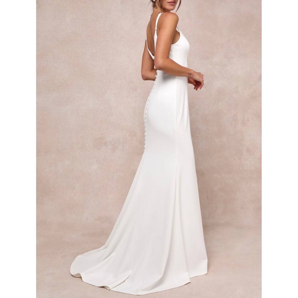 Lulus Infinite Glory White Maxi Dress V-Neck Mermaid Gown New 2869